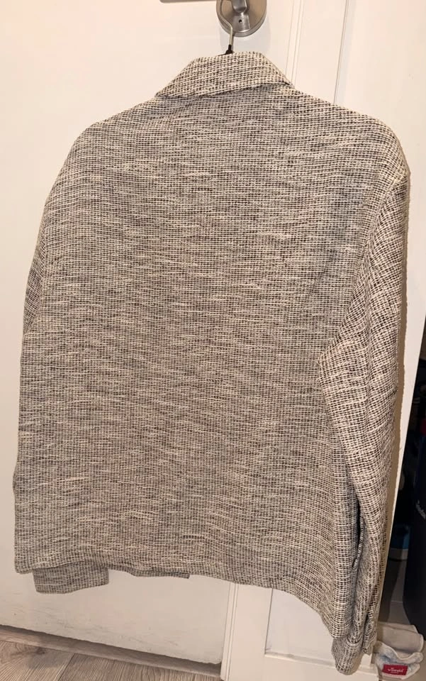 Zara Textured Overshirt Shirt Jacket, Small, Cream and Charcoal - photo 2