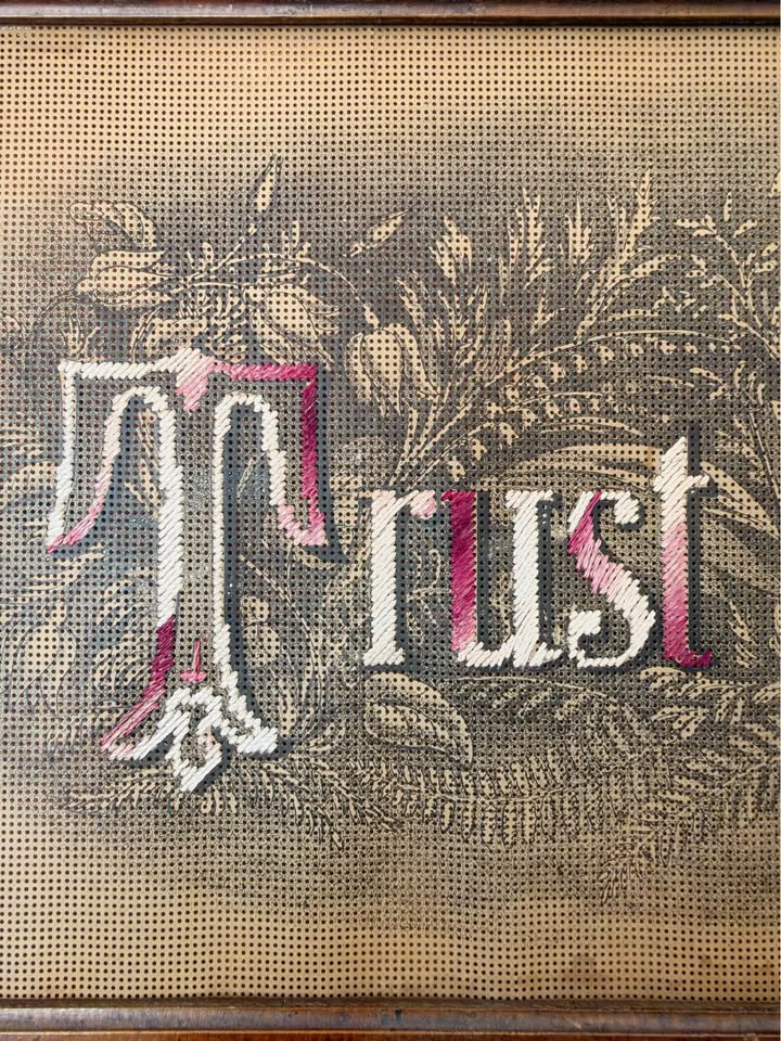 Antique Victorian Trust in God Paper Embroidery Sampler - photo 4