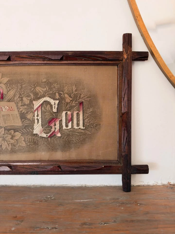 Antique Victorian Trust in God Paper Embroidery Sampler - photo 5