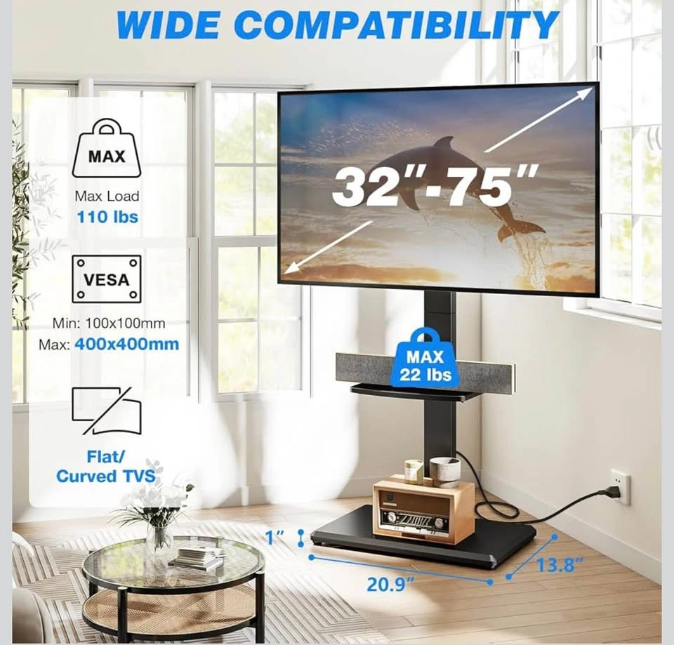 TV Stand 32-75” with Power Outlet and Shelf - photo 2