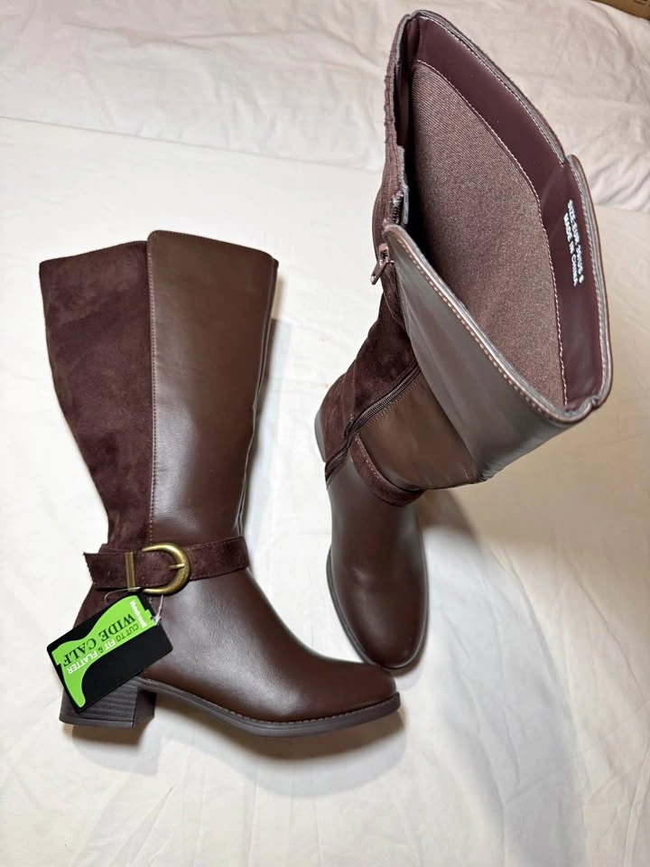 HAWKWELL Women's Wide Calf Knee-High Boots Brown Size 8