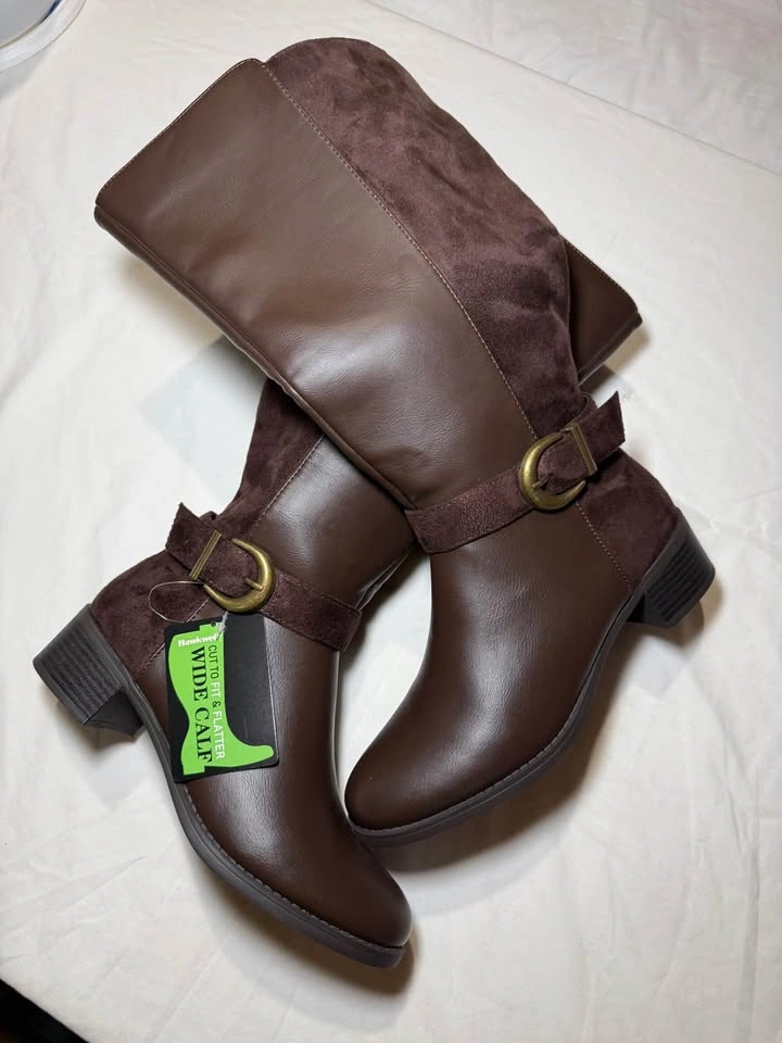 HAWKWELL Women's Wide Calf Knee-High Boots Brown Size 8 - photo 5