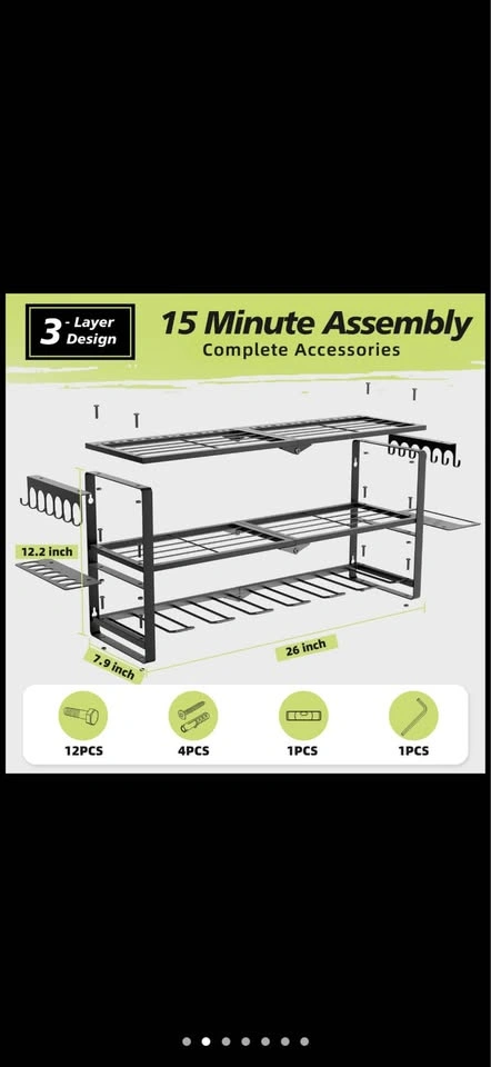Power Tool Organizer Wall Mount, 3 Layer Tool Storage Rack - photo 4