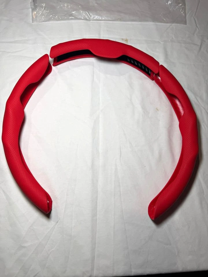 Car Steering Wheel Cover RED, 3PCS/Set Nappa Leather