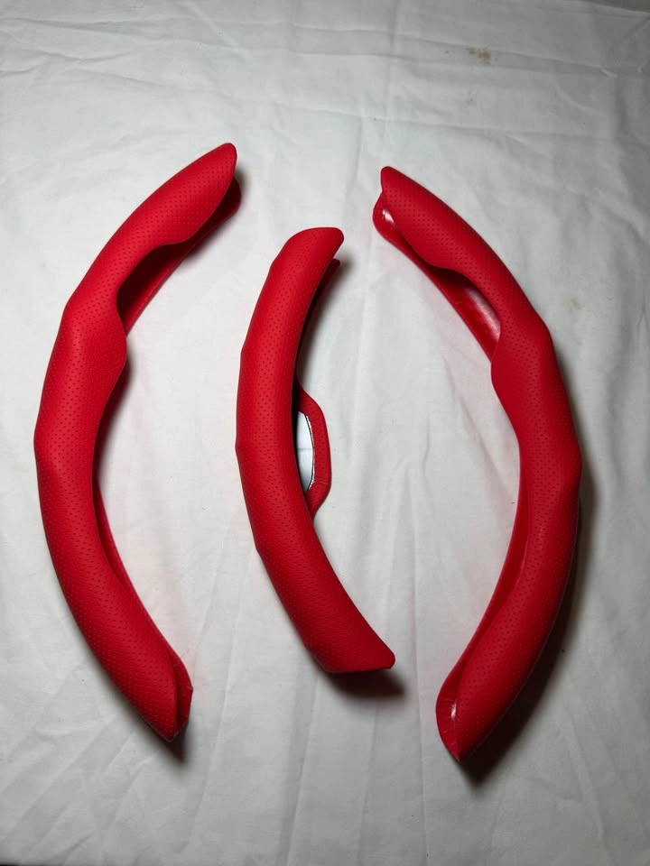 Car Steering Wheel Cover RED, 3PCS/Set Nappa Leather - photo 4