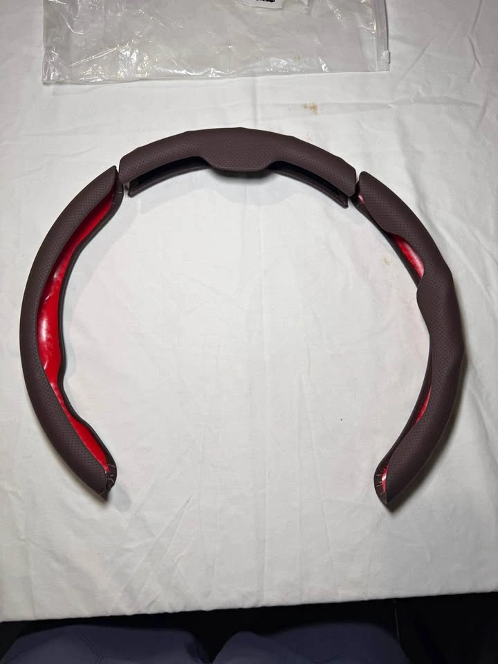 Car Steering Wheel Cover, 3PCS/Set Nappa Leather Brown