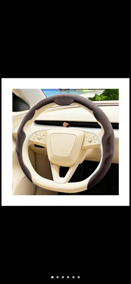 Car Steering Wheel Cover, 3PCS/Set Nappa Leather Brown - photo 2
