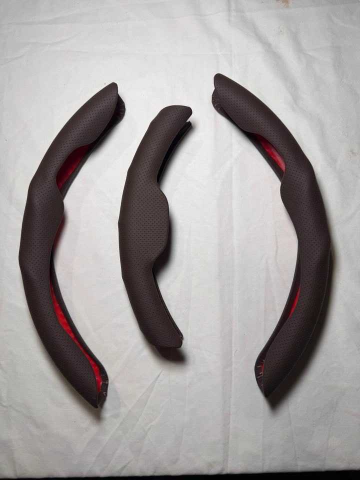 Car Steering Wheel Cover, 3PCS/Set Nappa Leather Brown - photo 5