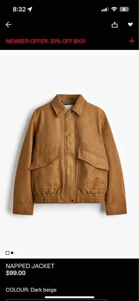H&M Faux Suede Bomber Jacket