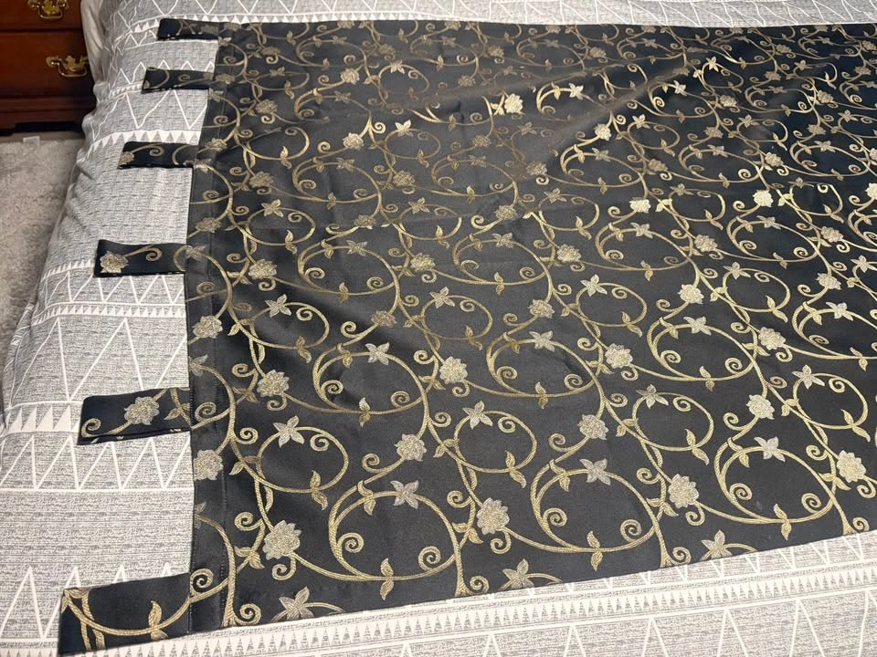 Black Out Top Tab Drapes & Matching Throw Cushions - photo 2