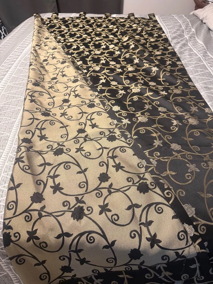 Black Out Top Tab Drapes & Matching Throw Cushions - photo 3