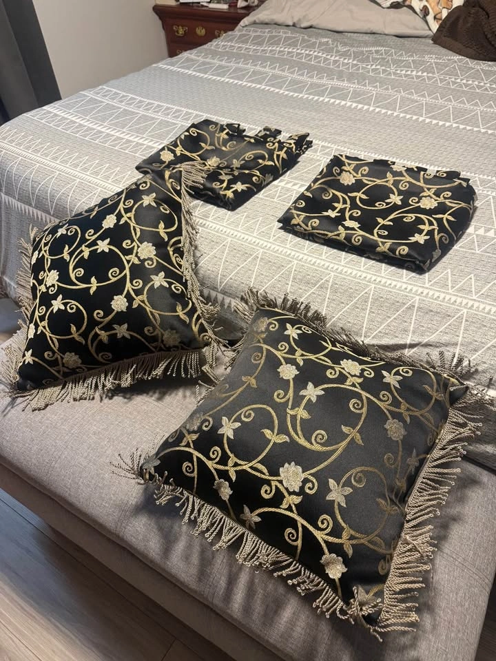 Black Out Top Tab Drapes & Matching Throw Cushions - photo 5