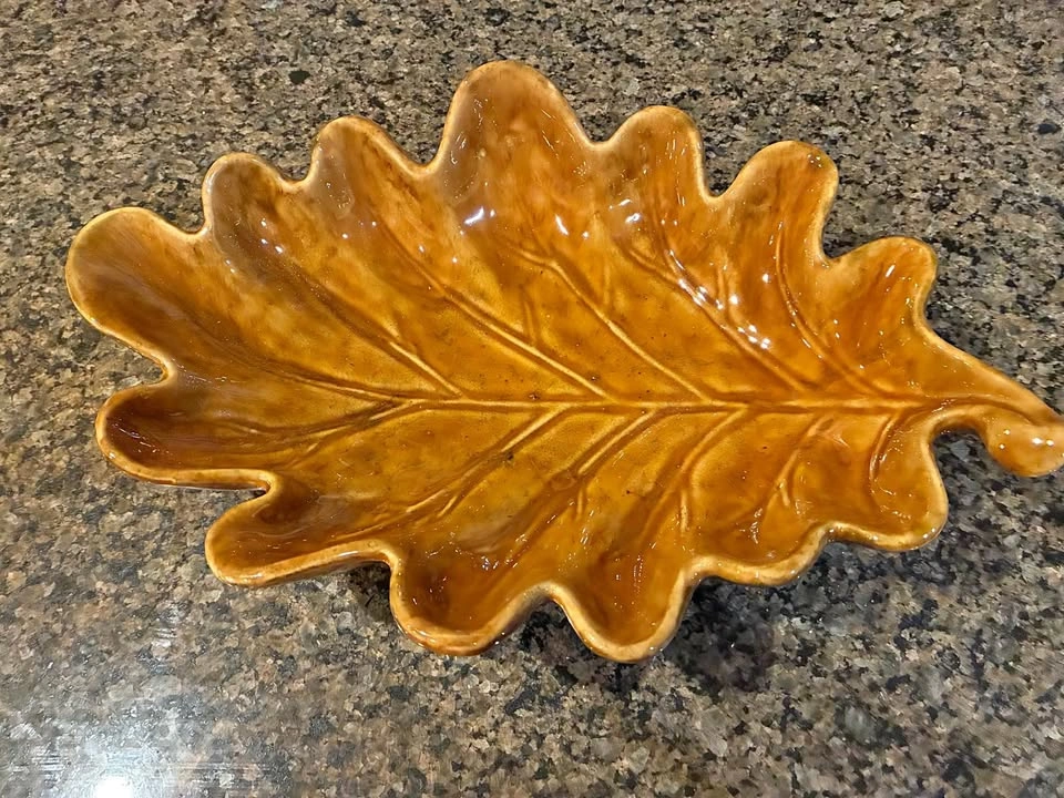 Pottery Barn Fall Harvest Leaf Ceramic Serving Platter