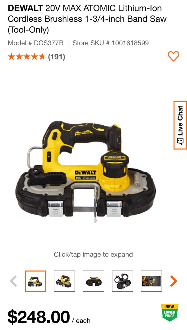 cordless Dewalt band saw with charger and battery - photo 2