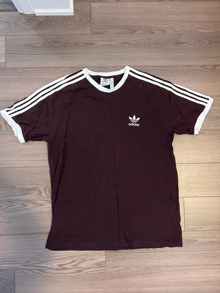adidas Original Burgundy Red 3 Stripes T Shirt