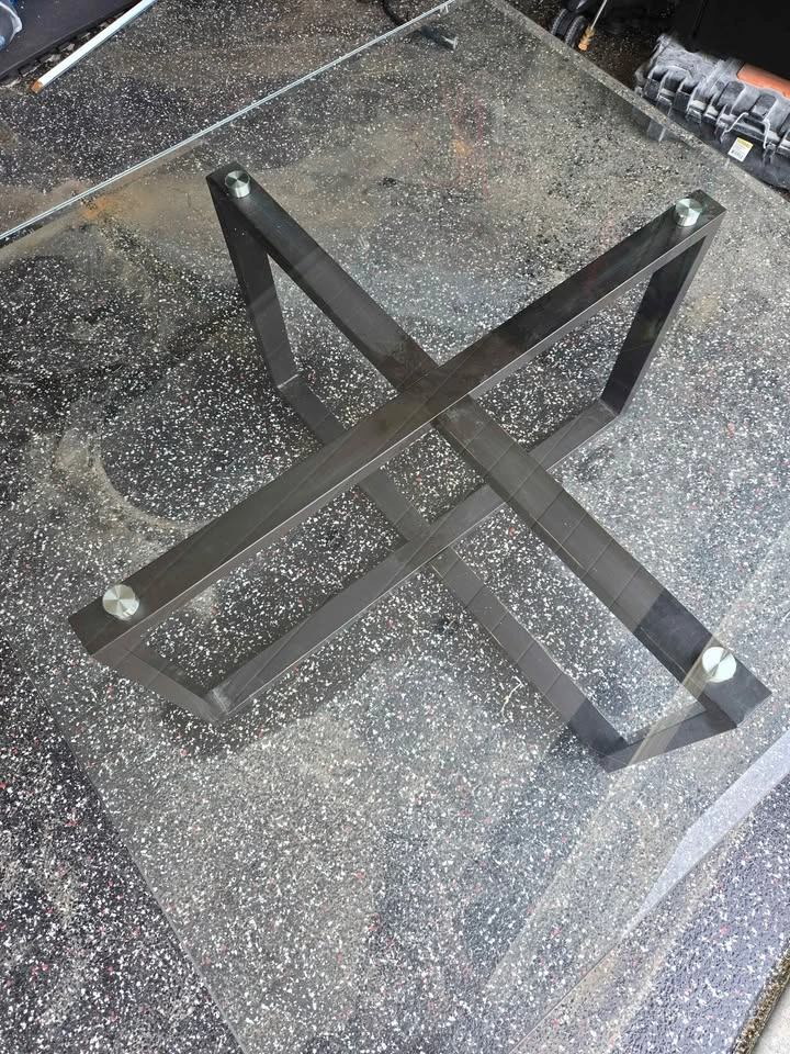 Glass Top Coffee Table with Metal Base - 40x40 in - photo 3
