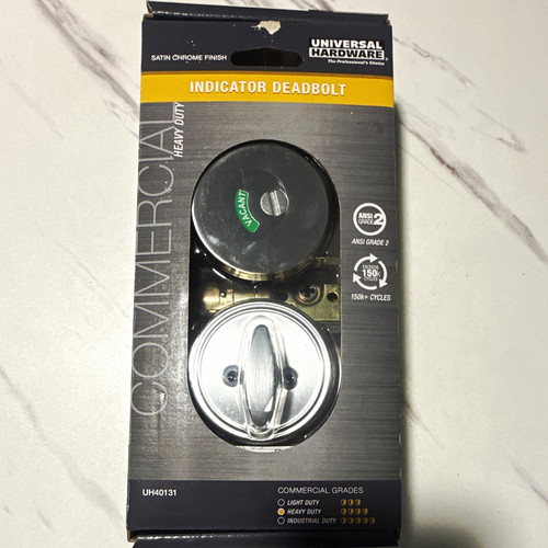 Universal Hardware Indicator Deadbolt ANSI Grade 2 Satin Chrome