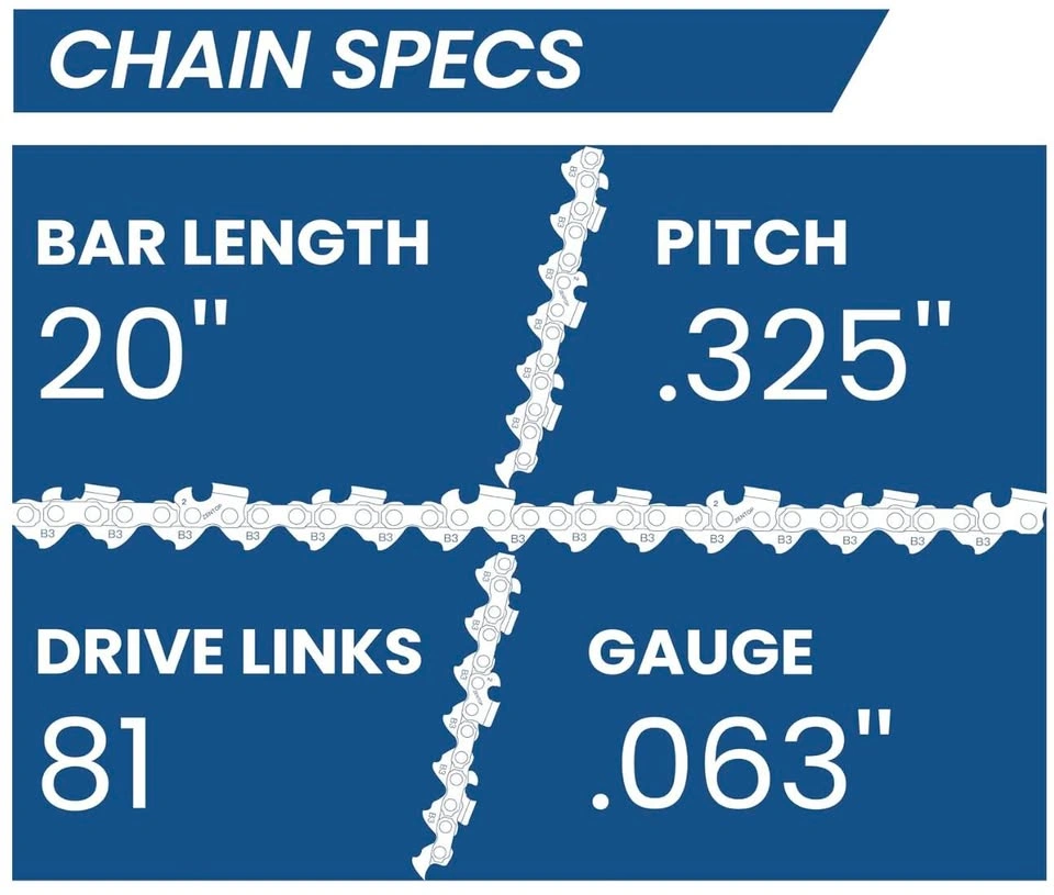 20 Inch Chainsaw Chain, 3 Pack - photo 3