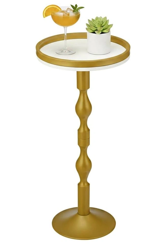ZEXVIDA Small Round Gold Side Table