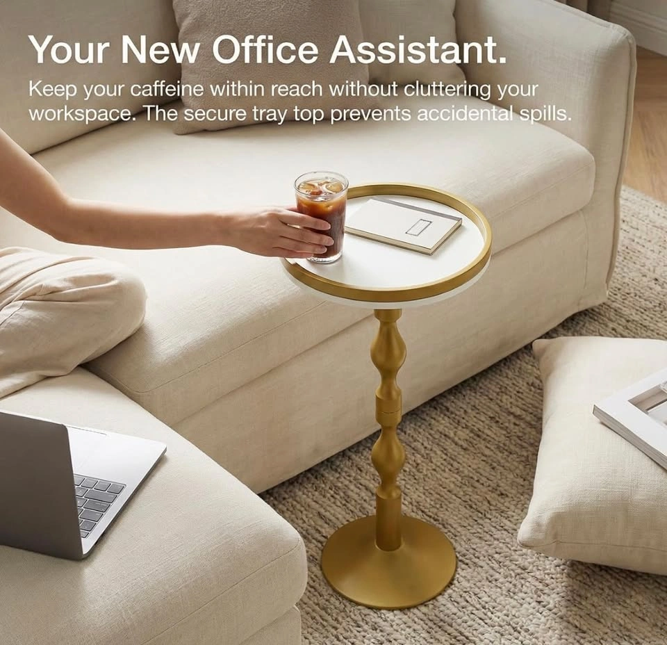 ZEXVIDA Small Round Gold Side Table - photo 2