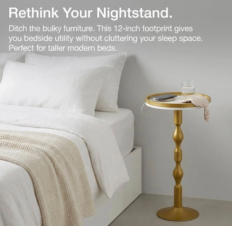 ZEXVIDA Small Round Gold Side Table - photo 3
