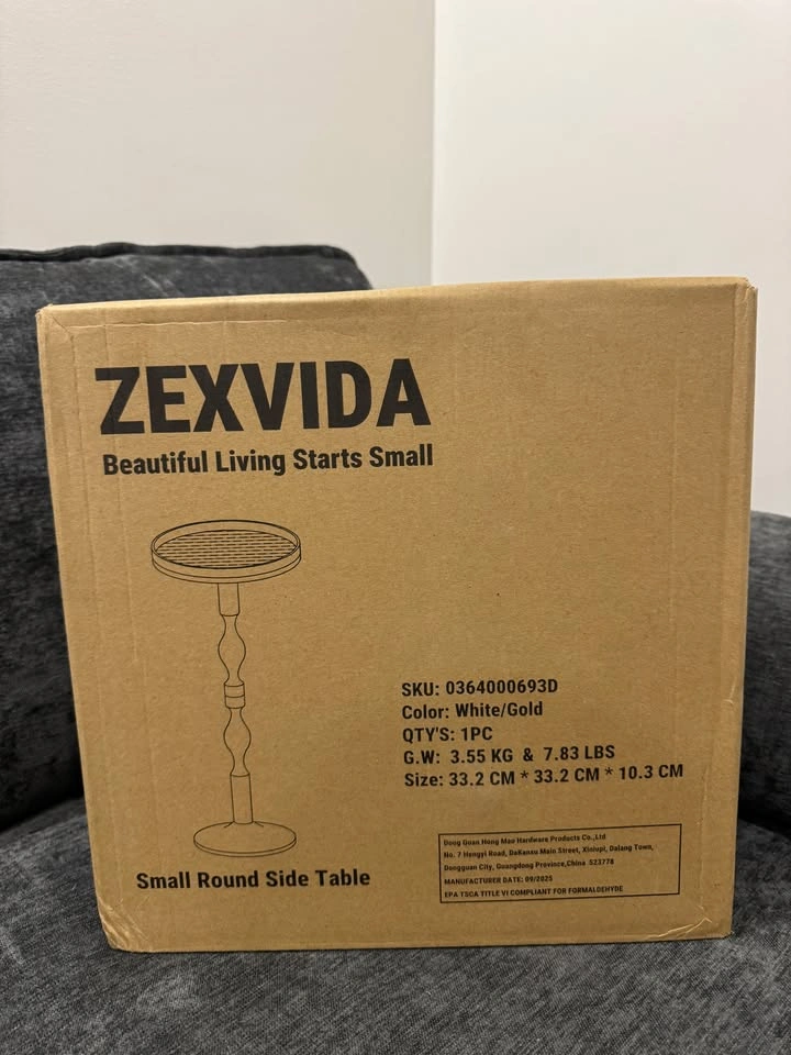 ZEXVIDA Small Round Gold Side Table - photo 4