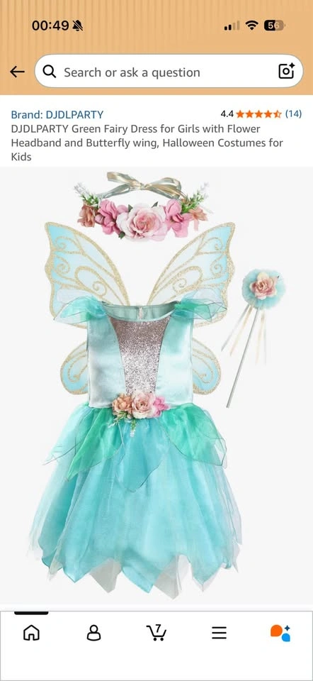 DJDLPARTY Girls Green Fairy Princess Costume Set - Size 4 - photo 5
