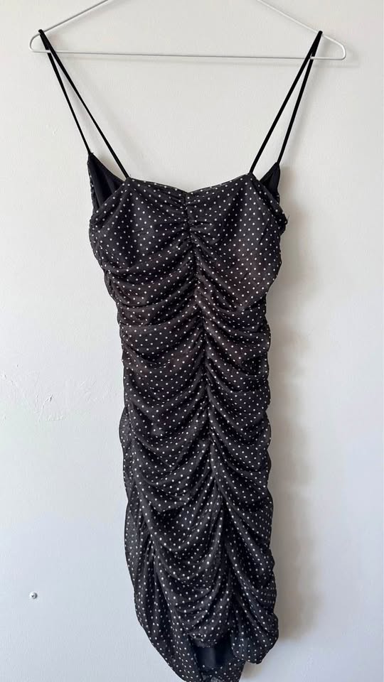 poka dot body con dress