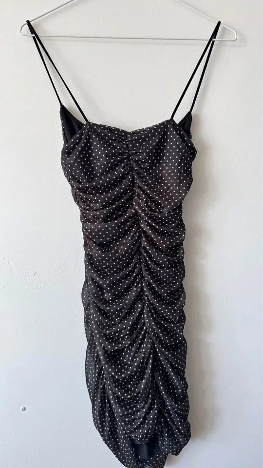 poka dot body con dress