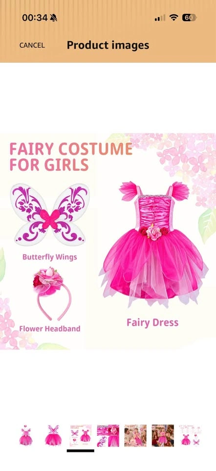 DJDLPARTY Girls Pink Fairy Princess Costume - photo 5