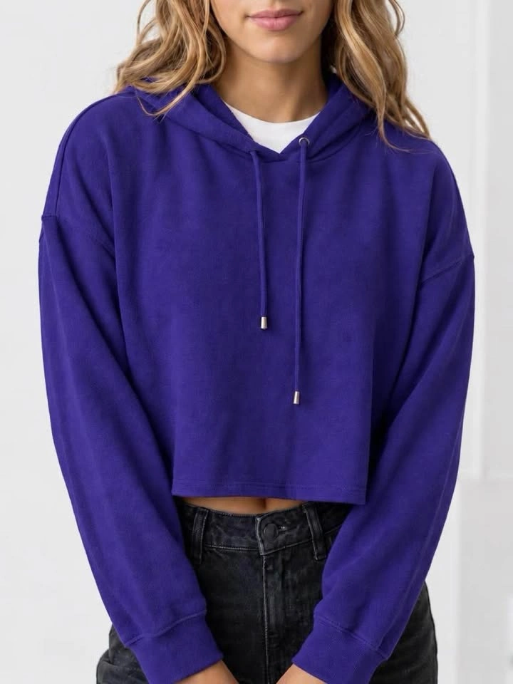 Purple Cropped Hoodie – Wild Fable – Size Large - photo 4
