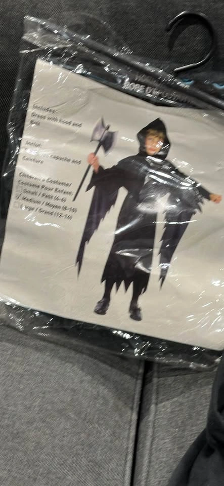 Children's Gothic Grim Reaper Costume Robe - Size Medium (8-10) - photo 2