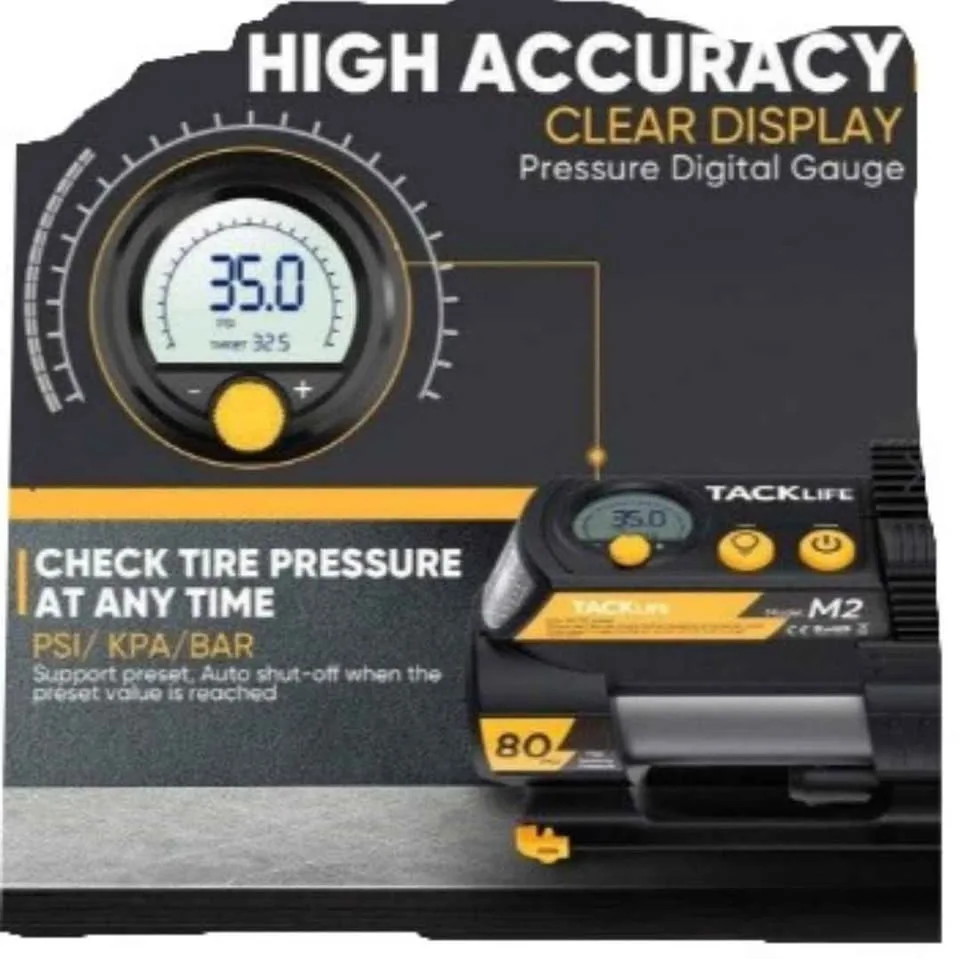 120W Rechargeable Portable Air Compressor Tire inflator image indicator(5)