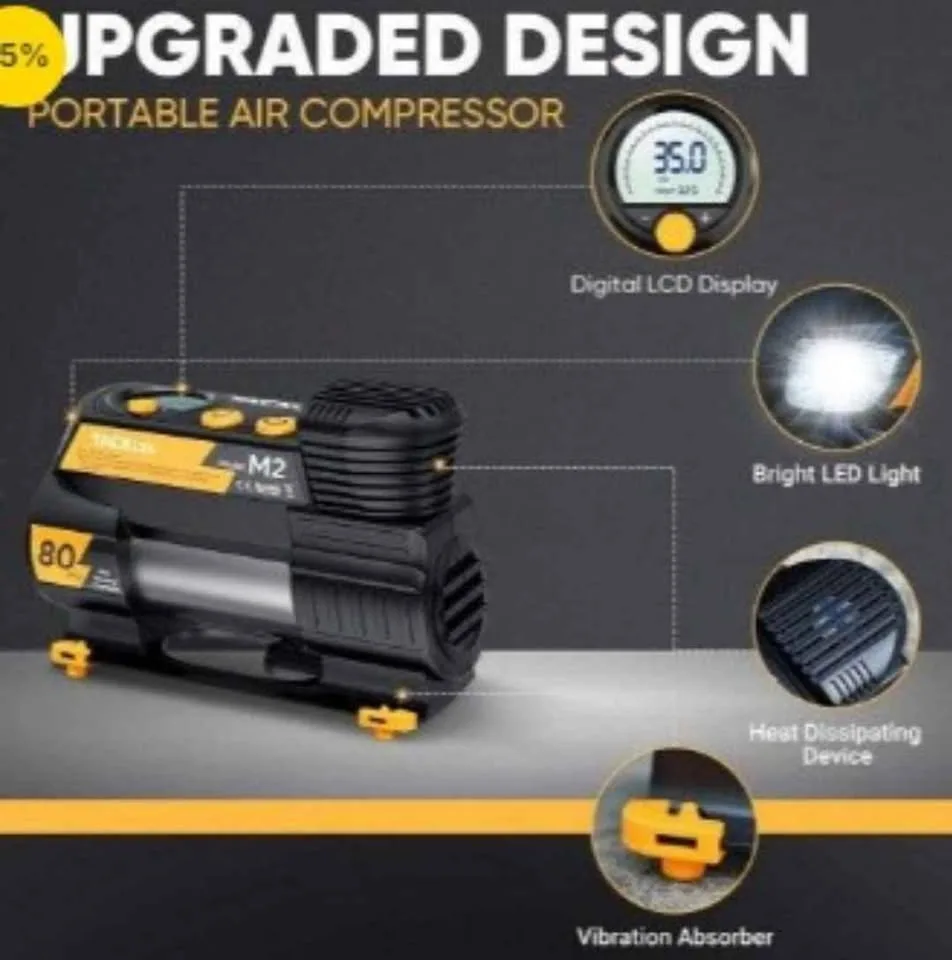 120W Rechargeable Portable Air Compressor Tire inflator image indicator(6)