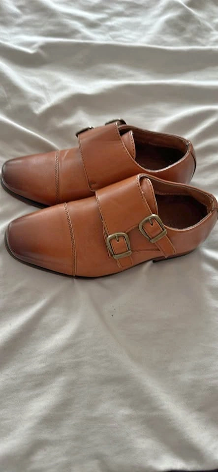 Max + Jake Men's Tan Double Monk Strap Shoes