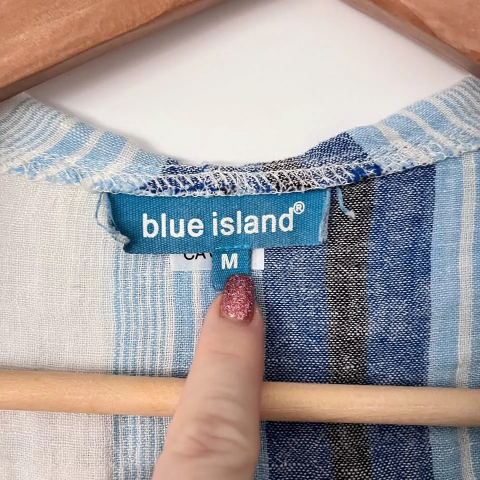 🧡Blue Island Striped Swim Tunic Dress Coverup Medium image indicator(2)