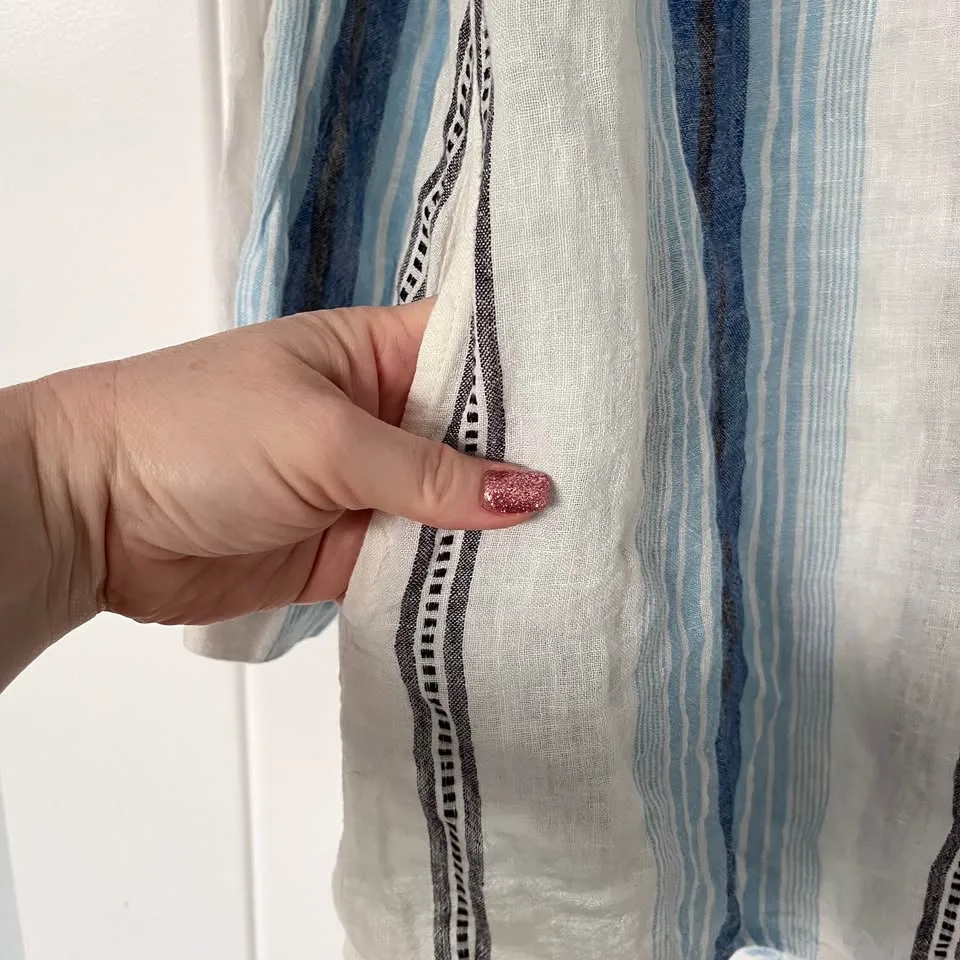 🧡Blue Island Striped Swim Tunic Dress Coverup Medium image indicator(4)