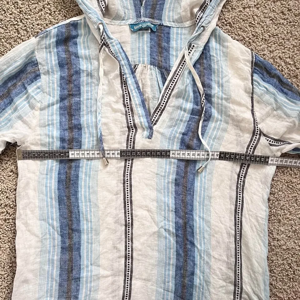 🧡Blue Island Striped Swim Tunic Dress Coverup Medium image indicator(9)