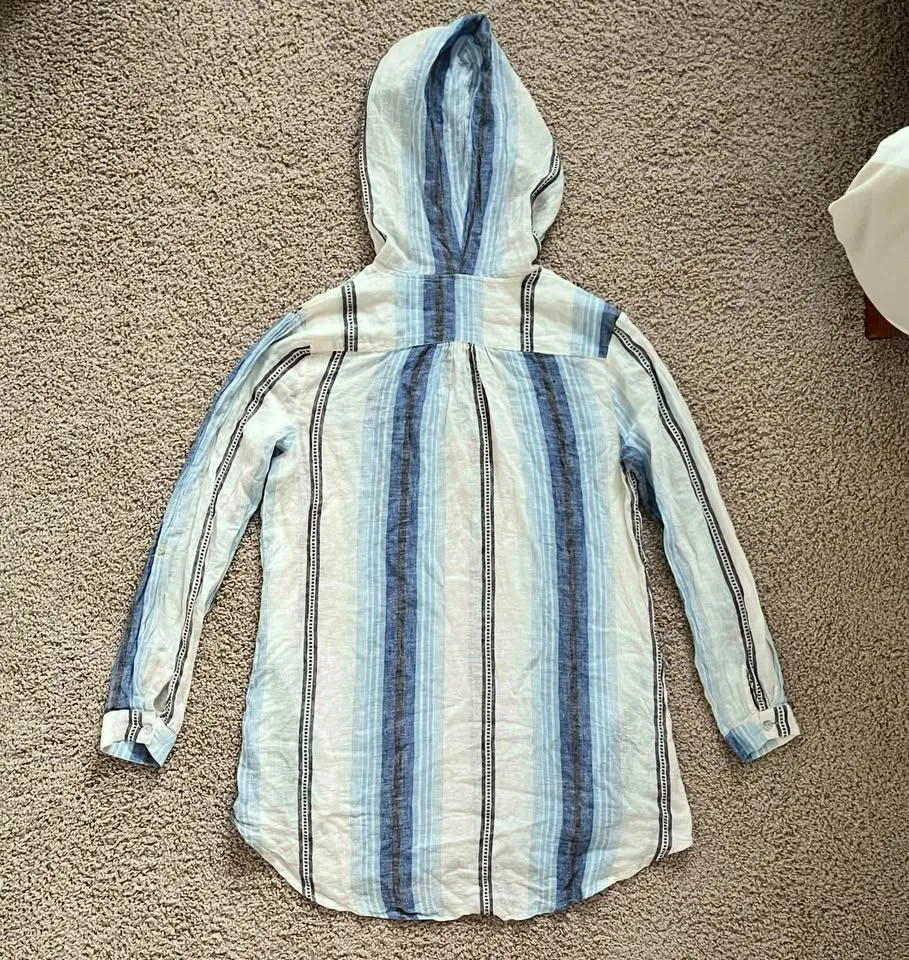 🧡Blue Island Striped Swim Tunic Dress Coverup Medium image indicator(10)