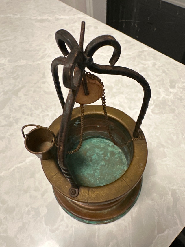 VTG brass and copper miniature wishing well. Natural patina. - photo 3