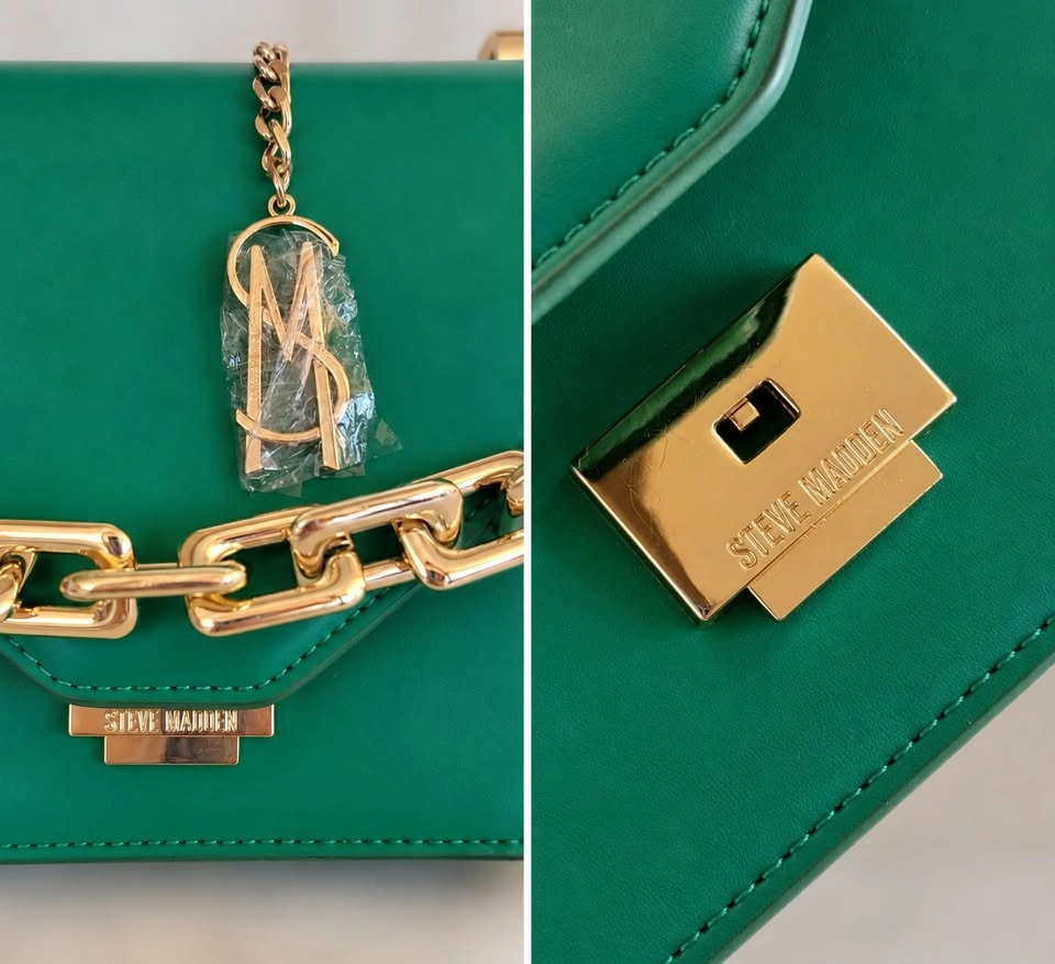 Steve Madden Crossbody Bag – Emerald Green, Gold Chain - photo 2