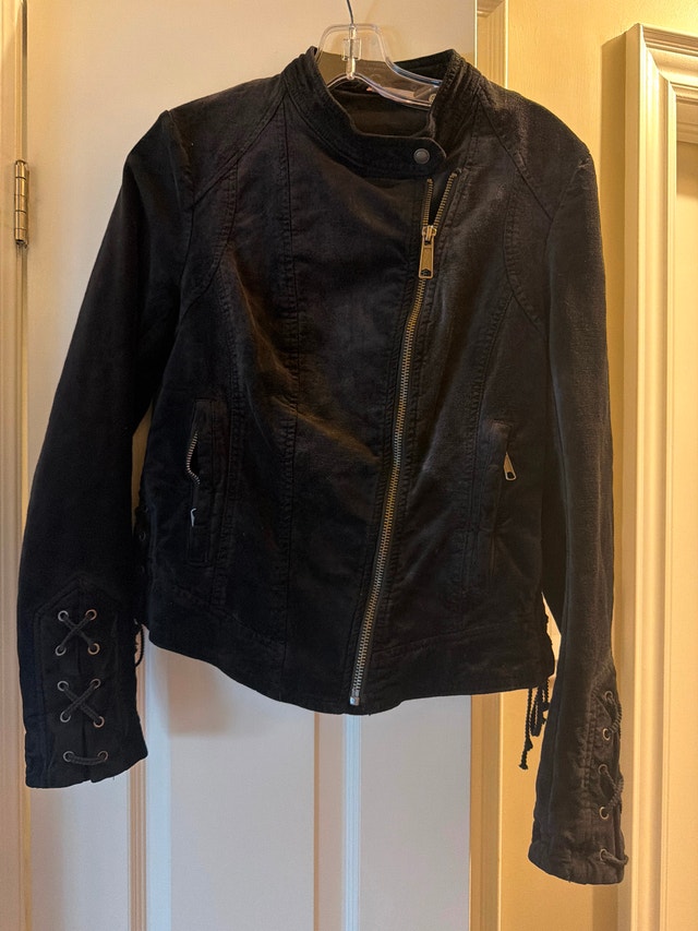 Free People Black Suede Moto Jacket