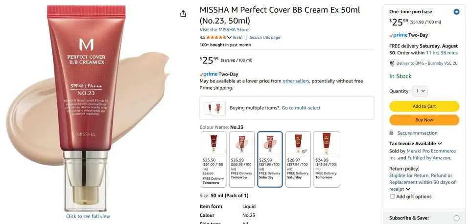 MISSHA BB Cream Ex 50ml (No.23) [OPEN BOX - NEW] image indicator(2)