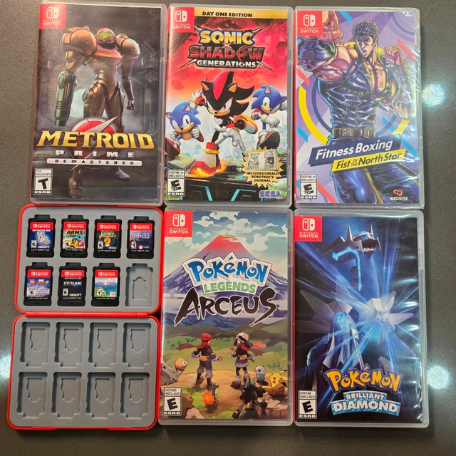 Nintendo Switch games. Pokemon, Metroid, Luigi, Vesperia