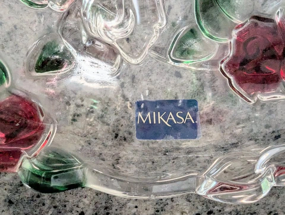 Mikasa German Crystal 2-Tier Floral Rose Serving Tray - photo 2