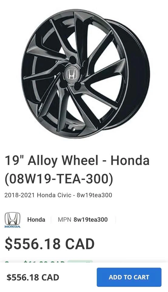 Set of 4 OEM Honda Civic HFP 19” Wheels with Tires - photo 2
