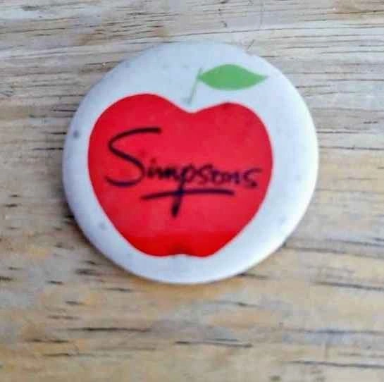 Vintage Simpsons Department Store Apple Pinback Button