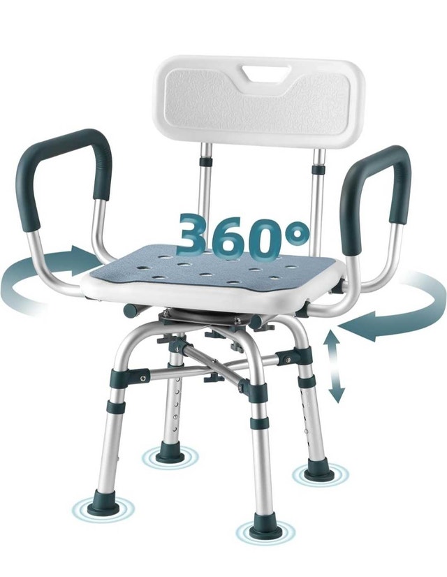 Swivel Shower Chair with Arms and Back, 400lbs