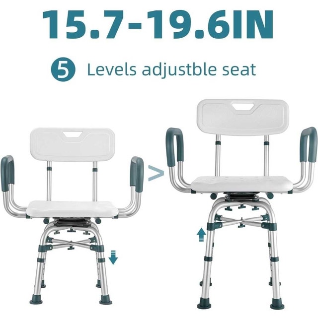 Swivel Shower Chair with Arms and Back, 400lbs - photo 4