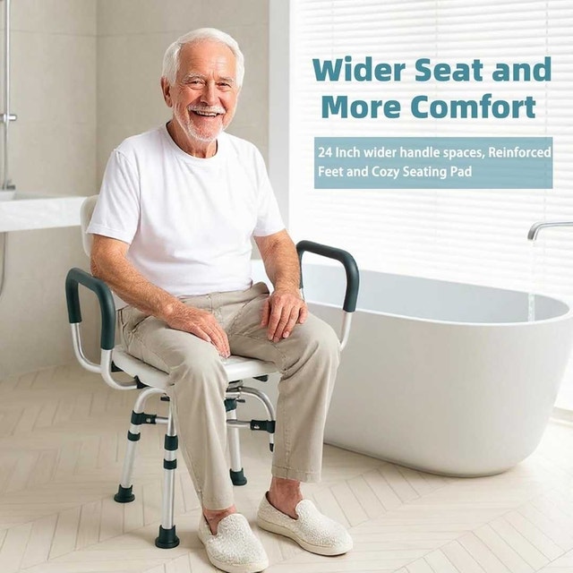Swivel Shower Chair with Arms and Back, 400lbs - photo 5